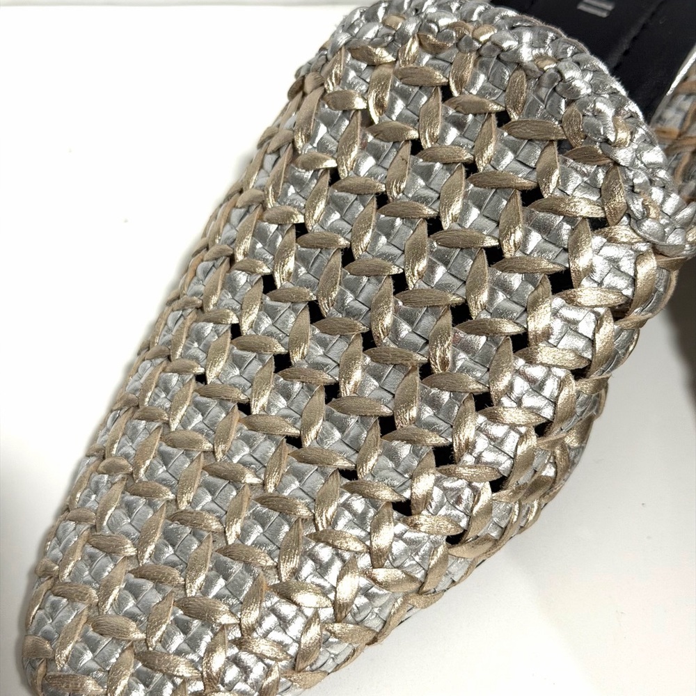 Free People Jeffrey Campbell Dolci Silver Metallic Woven Flat Mules - Picture 8 of 13